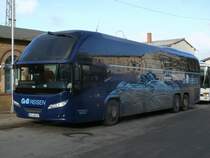 Neoplan Tourliner im SEV Einsatz,am 17.November 2013,vor dem Bahnhof in Bergen/Rügen.