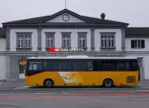 PostAuto-Linie Solothurn HB-Balm-Oberbalmberg. Einer der neuen IRIS-Bussen auf der Endstation Solothurn-HB am 18. Januar 2014.
Foto: Walter Ruetsch