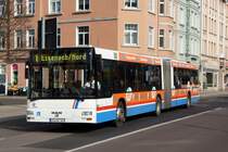 Stadtbus Eisenach: MAN NG der KVG Eisenach, eingesetzt im Stadtverkehr. Aufgenommen in der Bahnhofstraße von Eisenach im März 2014.