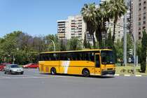 MetroBus Valencia: VOLVO B10B InterStylo befährt die Avinguda de Blasco Ibáñez. Aufgenommen im Mai 2013.