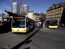 MVG Mercedes Benz Citaro C2 G 915 und MAN Lions City G 748 am 20.03.14 in Mainz