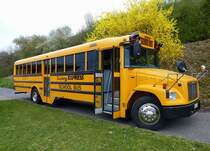 Freightliner, der einzige originale US-amerikanische Schulbus in Deutschland, 2004 fabrikneu zugelassen, kann gemietet werden mit Chauffeur, Mrz 2014