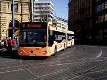 Für 51.000.000 Fahrgäste im Jahr 2013 wirbt dieser MVG Mercedes Benz Citaro C2 G am 20.03.14 in Mainz 