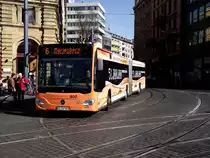 Für 51.000.000 Fahrgäste im Jahr 2013 wirbt dieser MVG Mercedes Benz Citaro C2 G am 20.03.14 in Mainz 