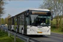 .  SL 4010 Gppel Bus Typ go4city10 mit Anhnger des Busunternehmens Frisch (Sales Lentz Group) als Schlertransport nahe Wiltz, aufgenommen am 02.04.2014.