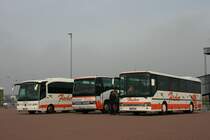 Setra S 315 H, Mercedes O 404 10 RH und Mercedes Tourino  Fischer , Norderney Hafen 31.03.2014 