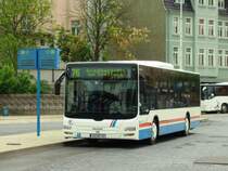 Bus Eisenach / Verkehrsgesellschaft Wartburgkreis mbH (VGW): MAN Lions City Ü der KVG Eisenach, eingesetzt im Überlandverkehr (Mai 2008). Aufgenommen am Überlandbusbahnhof am Bahnhof.