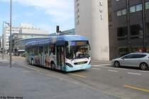 AAR Nr. 55 ''IBA'' (Volvo 7900 Hybrid) am 20.4.14 beim Bhf. Aarau