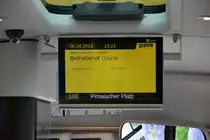 Innenanzeige im MAN der DVB am 06.04.2014.