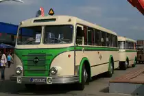 IFA H6B-L Bj. 1955 mit Anhänger  Regiobus Mittweida , 4. Europatreffen historischer Omnibusse, Sinsheim 26.04.2014, vielen Dank an Kraftomnibus e.V. für die Mitfahrgelegenheit im Anhänger