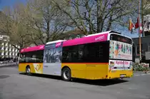 Solaris Bus der Post beim Bahnhof Interlaken West. Die Aufnahme stammt vom 16.04.2014.