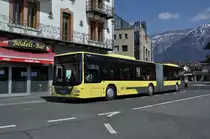 MAN Bus mit der Betriebsnummer 143 auf der Linie 21 kurz nach dem Bahnhof Interlaken West. Die Aufnahme stammt vom 16.04.2014.