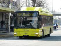 Lichtenstein Bus  - MAN Lion`s City Gasbus Nr.23  FL 28523 Bei der Haltestelle vor dem Bahnhof von Buchs /SG am 13.04.2008