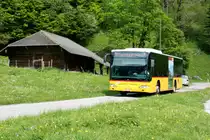 Ein Mercedes Citaro Postauto auf Extrafahrt zum Blüemlisalp-Lauf auf dem Kurs 31.220 Reichenbach - Kiental - Griesalp. Im Pendelverkehr fuhren die  großen  Postautos im Kiental bis zur Station Tschingel. Von hier pandelten drei Mercedes Vario 818 auf dem steilen Kurs zur Griesalp um die Sportler ins Tal zu bringen. Kiental/Tschingel, 25.05.2014