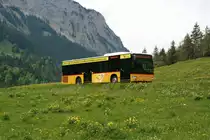 Ein Mercedes Citaro Postauto auf Extrafahrt zum Blüemlisalp-Lauf auf dem Kurs 31.220 Reichenbach - Kiental - Griesalp. Im Pendelverkehr fuhren die  großen  Postautos im Kiental bis zur Station Tschingel. Von hier pandelten drei Mercedes Vario 818 auf dem steilen Kurs zur Griesalp um die Sportler ins Tal zu bringen. Kiental/Tschingel, 25.05.2014