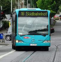 Ein Aplina Veolia Mercedes Benz Citaro C1 G am 24.05.14 in Frankfurt auf der Linie 16 als SEV (Schienenersatzverkehr)