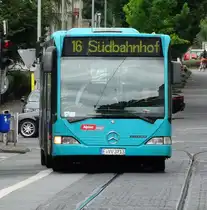 Ein Aplina Veolia Mercedes Benz Citaro C1 G am 24.05.14 in Frankfurt auf der Linie 16 als SEV (Schienenersatzverkehr)