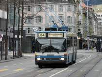 VBZ Z�rich - Mercedes O 405 GTZ Trolleybus  NR.102 unterwegs auf der Linie 34 am  19.04.2008