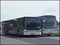 Neoplan Centroliner Evolution der RPNV und Neoplan Euroliner der RFPNV in Sassnitz am 23.06.2013