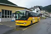 Setra Postauto abgestellt bei der Busgarage in Airolo, 29.06.2014.