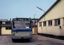 Helsingør Bussen: Volvo/VBK-Dieselbus AU 92.802 im Busdepot Helsingør, Grønnehavevej am 4. Juli 1973.