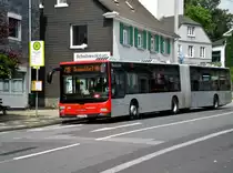 MAN Niederflurbus 3. Generation (Lion's City) auf der Linie 738 nach Düsseldorf Hauptbahnhof an der Haltestelle Mettmann Jubiläumsplatz.(12.7.2014)
