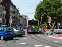 RNV Mercedes Benz Citaro C1 G Kunstbus am 25.07.14 in Heidelberg Bismarckplatz von hinten 