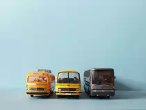 MB O 321 H Postbus (Brekina), MB O 302 Postbus(Wiking), MB O 303 RHD (Wiking), 1:87, Foto am 8.4.2014