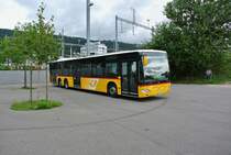 Postauto 3-Achs Citaro II abgestellt hinter dem Bahnhof von Biel/Bienne, 14.08.2014.