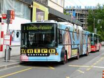 VB Biel - NAW Trolleybus Nr.81 mit Werbung unterwegs auf der Linie 1 am 24.05.2008