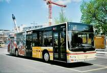 STI Thun 113/BE 700'113 MAN am 5. Mai 2008 Thun, Bahnhof (prov. Haltestelle) mit Werbung f�r den FC Thun