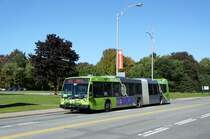 Stadtbus der RTC (Réseau de transport de la Capitale) des Herstellers Nova Bus, aufgenommen im September 2014 am Universitätsgelände von Québec (Rue de l'Université).