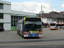 RNV Mercedes Benz Citaro C1 G 8169 (Kunstbus) am 27.09.14 in Heidelberg im Betriebshof durch den Zaun fotografiert