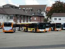 vBus MAN Lions City am 27.09.14 in Heidelberg im Betriebshof durch den Zaun fotografiert