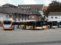 vBus MAN Lions City am 27.09.14 in Heidelberg im Betriebshof durch den Zaun fotografiert