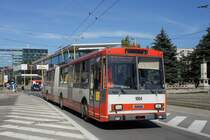 Slowakei / Košice: Škoda 15Tr, ein O-Bus mit der Wagennummer 1004, aufgenommen im Juni 2014 in der Innenstadt (Námestie osloboditel`ov) von Košice.