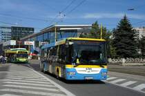 Slowakei / Košice: Ein Stadtbus des Herstellers SOR, Wagennummer 5705, aufgenommen im Juni 2014 in der Innenstadt (Námestie osloboditel`ov) von Košice.