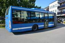 Der hintere Teil des Scania OmniLink in Vaxholm. WSO 960 auf der Linie 670 nach Stockholm. Aufgenommen am 13.09.2014 Vaxholm.