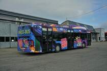 Mercedes Citaro 809 wird an der Herbstmesse 2014 als Shuttle Bus zur Halle 3 eingesetzt. In der Halle 3 kann man alte Jahrmarktsbahnen aus den 80er Jahren bestaunen und natürlich damit fahren. Hier steht der Bus auf dem Hof der Garage Rankstrasse. Die Aufnahme stammt vom 27.10.2014.