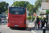 DLE 380 (Volvo 8900) fährt am 13.09.2014 auf der Linie 681. Aufgenommen in Vaxholm.