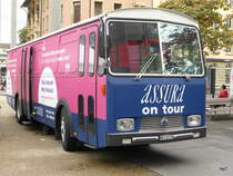 Saurer Bus als Fahrende Krankenkasse Agentur in der Stadt Biel am 16.10.2014