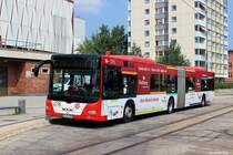 Ein MAN Lion`s City G der CV am 28.07.2014 an der Stadthalle (CB).