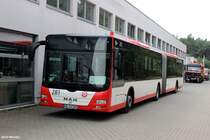 28.07.2014 Wagen 281, MAN Lion`s City G der Cottbusverkehr vor der Werkstatt auf dem Depot.