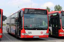 Am 28.07.2014 stand dieser Mercedes-Benz Citaro Facelift mit der Betriebsnummer 325 auf dem Cottbusverkehr Betriebshof.