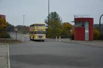 Sonderfahrt für den Büssing D2U (B-ZU 629H) am ehemaligen Grenzübergang Dreilinden am 09.11.2014.