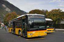 Mercedes Citaro der Post auf der Linie 104 nach Unterseen auf der provisorischen Haltestelle beim Bahnhof Interlaken West. Die Aufnahme stammt vom 07.10.2014.
