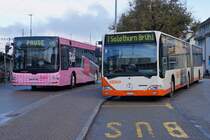 BSU/ASm: Da die BSU-Linie 7 gemeinsam von BSU und ASm betrieben wird, dringen BSU-Busse auch in das Tätigkeitsgebiet von ASm vor. Die Aufnahme ist am 13. November 2014 auf dem Bahnhofplatz Herzogenbuchsee entstanden.
Foto: Walter Ruetsch 