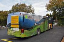 Volvo Bus auf der Linie 106 nach Habkern wartet beim provisorischen Busplatz beim Bahnhof Interlaken West. Die Aufnahme stammt vom 07.10.2014.