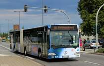 Wagen 593 der VBBr am 21.08.2014 auf dem Weg zum Buhnenhaus. (Citaro G I) 