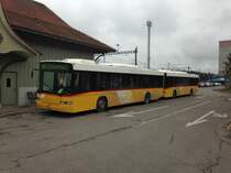 Noch immer stehen einige Volvo/Hess B7L  bei PU Steiner Messen im Einsatz. Am 02.12.2014 standen die Wagen SO 20'181 und 21'300 beim Bahnhof in Lohn-Lüterkofen.